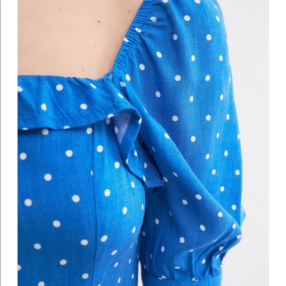 Blue Polka Dot Midi Dress - Picture 4 of 6